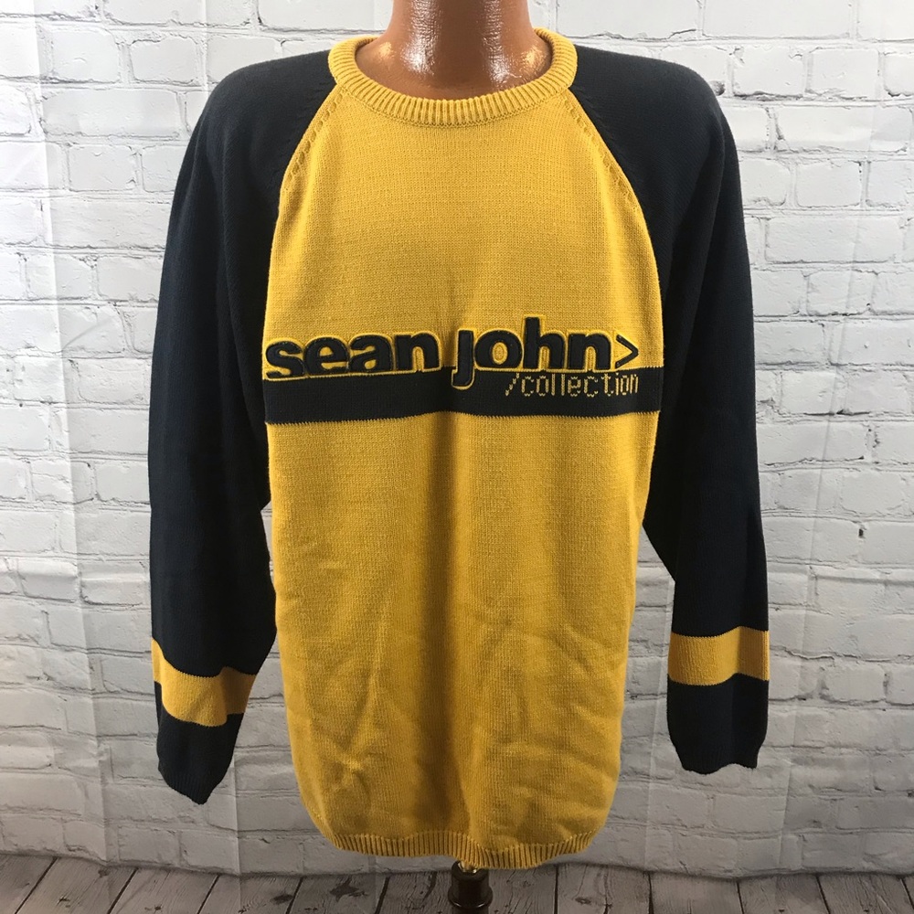 Vtg Sean John Spellout Raised Letter Sweater L